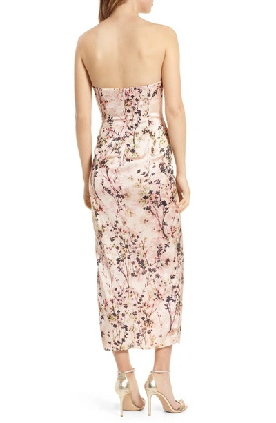 Shop Katie May Come On Home Floral Print Satin Cocktail Dress In Pink Botanical