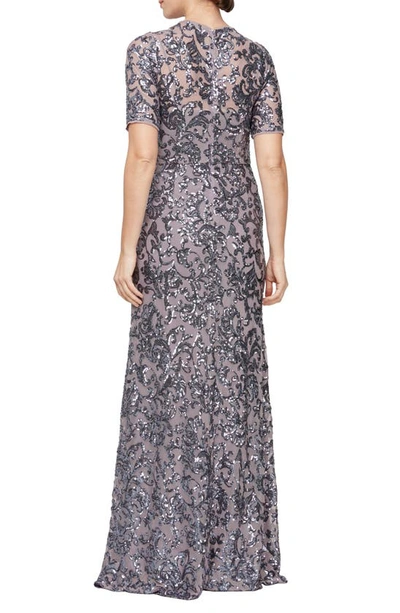 Shop Alex Evenings Sequin A-line Evening Gown In Icy Orchid