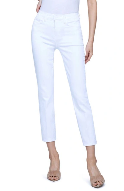 Shop L Agence Alexia High Waist Crop Straight Leg Cigarette Jeans In Blanc