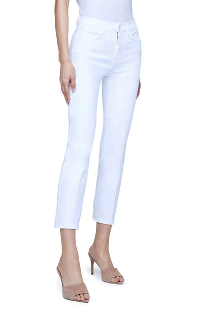 Shop L Agence Alexia High Waist Crop Straight Leg Cigarette Jeans In Blanc