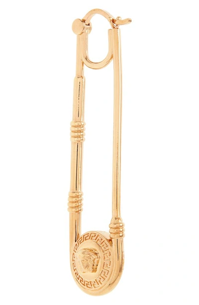 Shop Versace Safety Pin Drop Earrings In  Gold