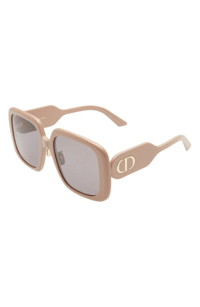 Shop Dior Bobby 56mm Square Sunglasses In Shiny Beige / Violet