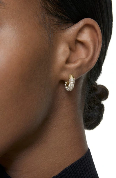 Swarovski Gold-tone Pave Crystal Dextera Hoop Earrings, 0.62" In Crystal Gold