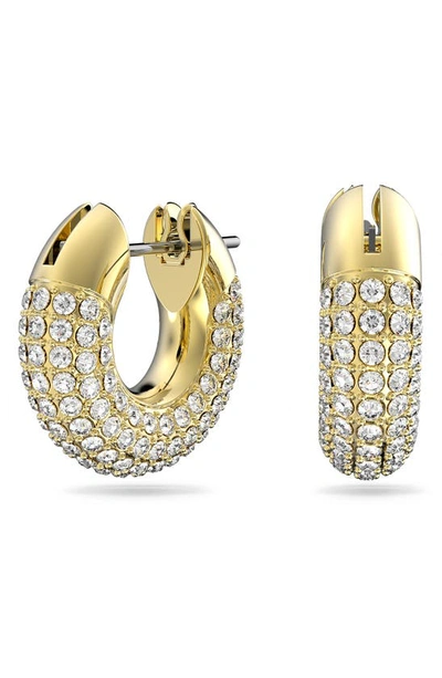 Shop Swarovski Dextera Pavé Hoop Earrings In Crystal Gold