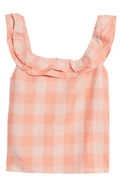 Shop Boden Sleeveless Ruffle Linen Top In Tonal Pinks Gingham