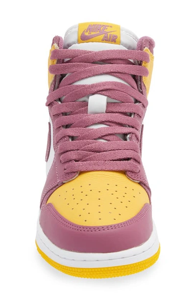 Shop Jordan Kids' Air  1 Retro High Basketball Shoe In Gold/ Bordeaux/ White