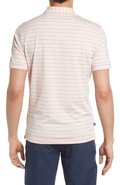 Shop Mizzen + Main Versa Stripe Stretch Polo In Peach Blue Horizontal Stripe