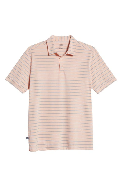 Shop Mizzen + Main Versa Stripe Stretch Polo In Peach Blue Horizontal Stripe