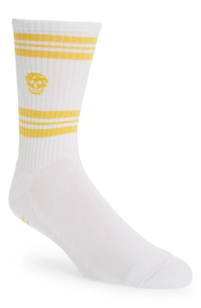 Shop Alexander Mcqueen Stripe Skull Socks In Off White/ Yellow
