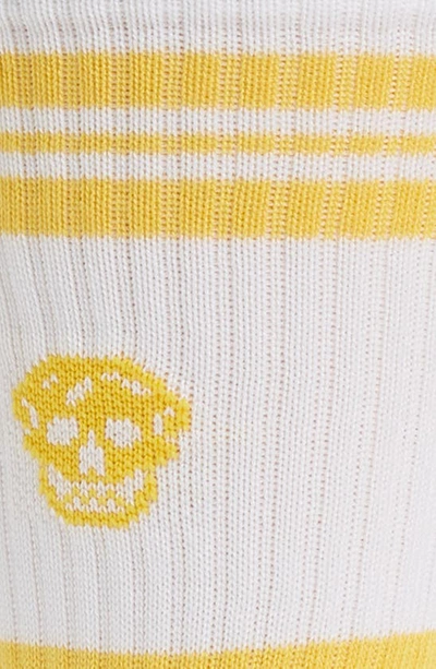 Shop Alexander Mcqueen Stripe Skull Socks In Off White/ Yellow