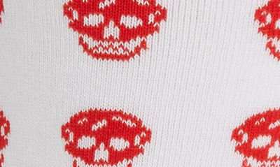 Shop Alexander Mcqueen Skull Short Socks In White/ Red