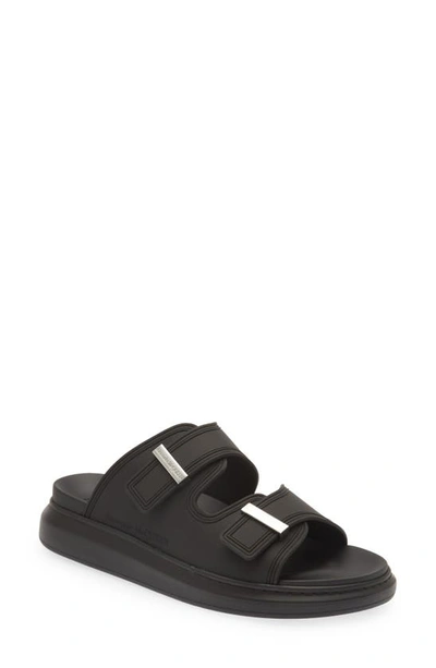 Shop Alexander Mcqueen Oversize Slide Sandal In Black/ Silver
