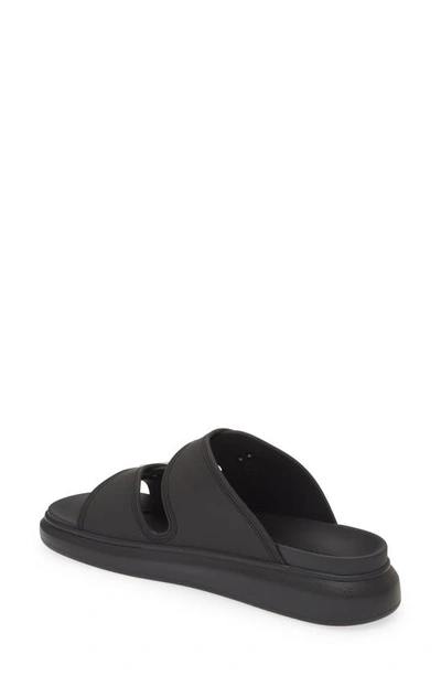 Shop Alexander Mcqueen Oversize Slide Sandal In Black/ Silver