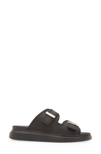 Shop Alexander Mcqueen Oversize Slide Sandal In Black/ Silver