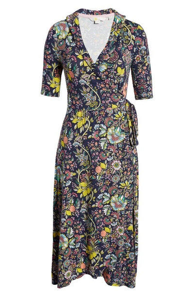Shop Boden Lavinia Jersey Wrap Dress In Navy Meadow