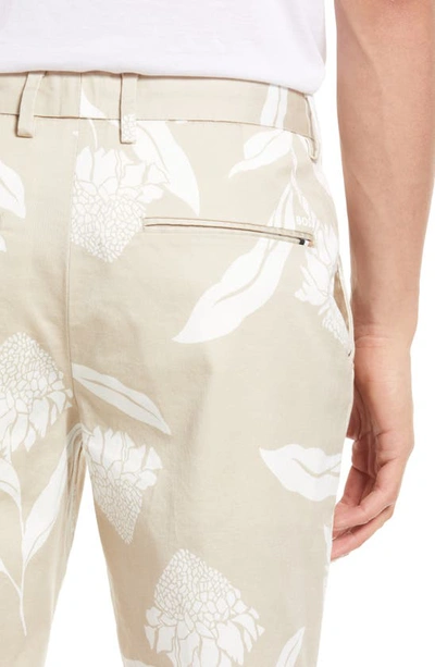 Shop Hugo Boss Slice Floral Print Cotton Blend Chino Shorts In Open Green