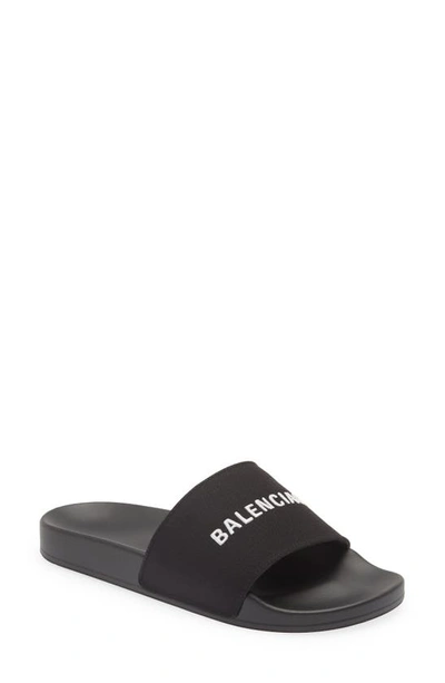 Balenciaga Kids' Rubber Pool Slide Sandals In Black | ModeSens