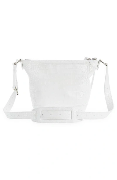 Shop Balenciaga X-small Neo Classic Croc Embossed Leather Hobo Bag In Optic White