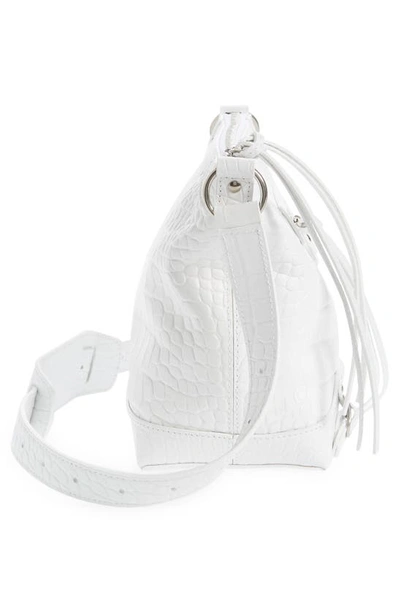 Shop Balenciaga X-small Neo Classic Croc Embossed Leather Hobo Bag In Optic White
