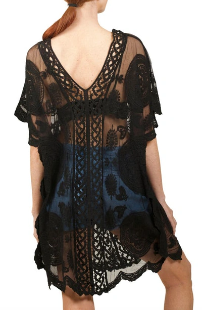 Shop Nikki Lund Mesh Embroidered Tunic Top In Black