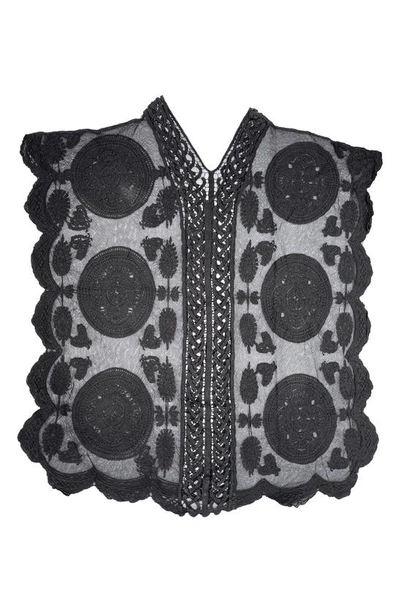Shop Nikki Lund Mesh Embroidered Tunic Top In Black