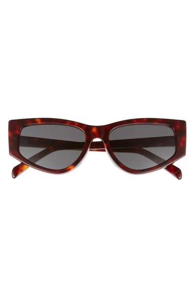 Shop Celine 56mm Rectangular Sunglasses In Dark Havana / Smoke