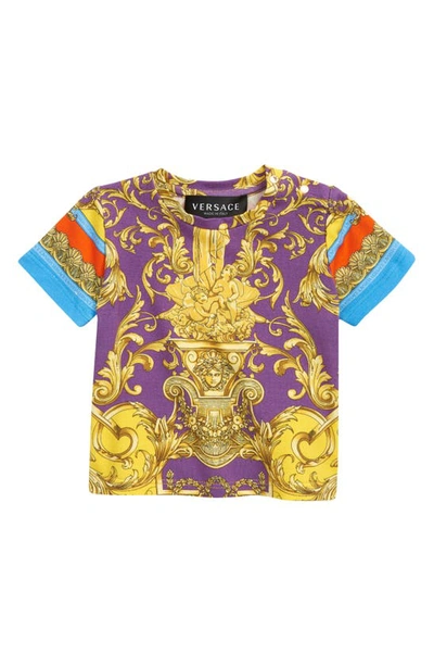 Shop Versace Barocco Goddess T-shirt In 5l290 Dark Orchid Sun