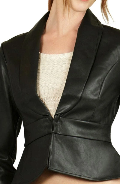 Nikki Lund Faux Leather Peplum Jacket In Black