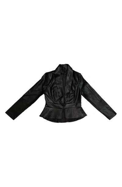 Nikki Lund Faux Leather Peplum Jacket In Black