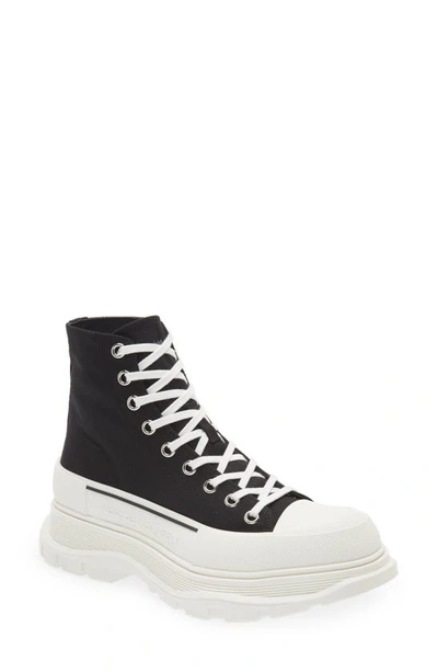 Shop Alexander Mcqueen Tread Slick High Top Sneaker In Black/ White