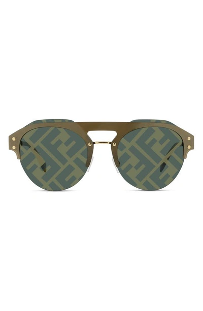 Shop Fendi Technicolor Round Sunglasses In Gold / Green Mirror