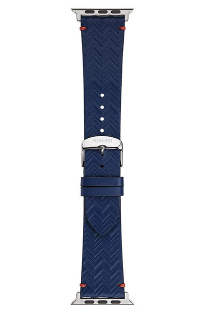 Shop Missoni Zigzag Leather Apple Watch® Band In Blue