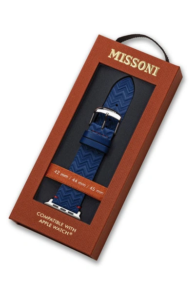 Shop Missoni Zigzag Leather Apple Watch® Band In Blue