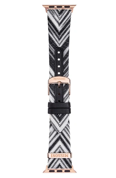 Shop Missoni Zigzag Leather 24mm Apple Watch® Watchband In Multi