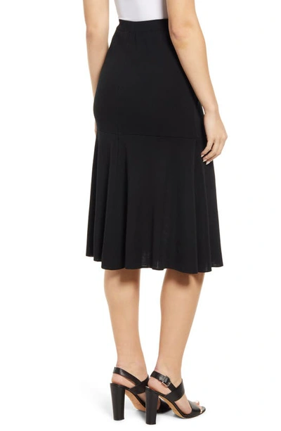 Ming Wang Flared Knit Midi Skirt In Black