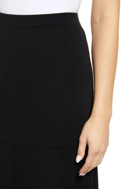 Ming Wang Flared Knit Midi Skirt In Black