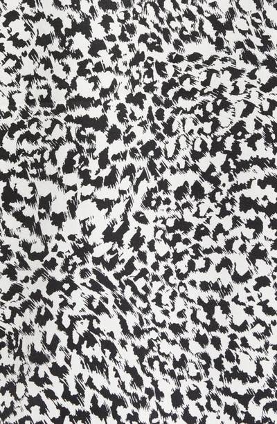 Halogen Cap Sleeve Satin Blouse In Black- Ivory Fast Leopard