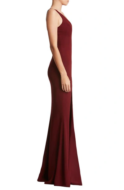 Shop Dress The Population Iris Slit Crepe Gown In Burgundy