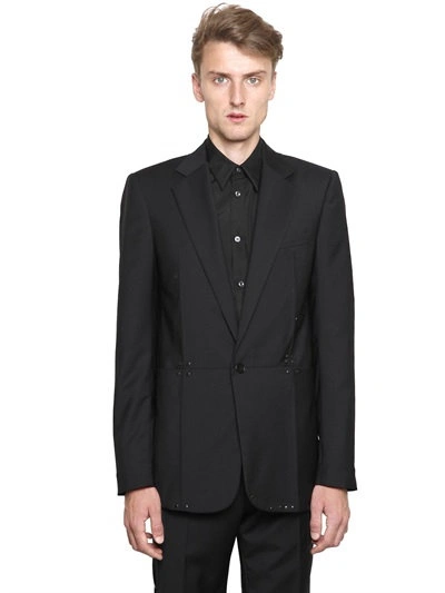 Maison Margiela Studded Wool Poplin Jacket In Black