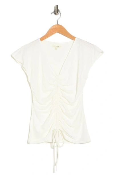 Shop Maxstudio Max Studio Center Shirred Short Sleeve T-shirt In White