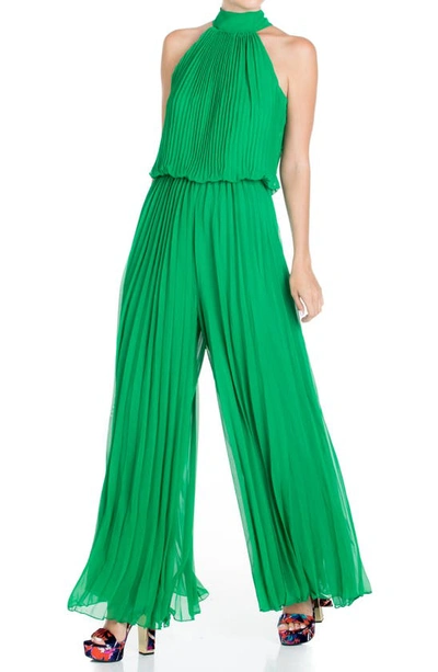 Shop Meghan La Wild Orchid Pleat Jumpsuit In Emerald