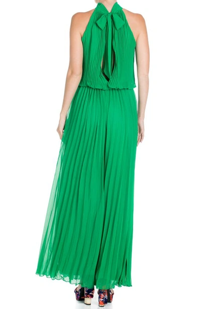 Meghan La Wild Orchid Pleat Jumpsuit In Emerald