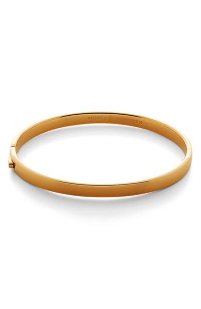 Shop Monica Vinader Essential Hinged Bangle Bracelet In 18ct Gold Vermeil On Silver