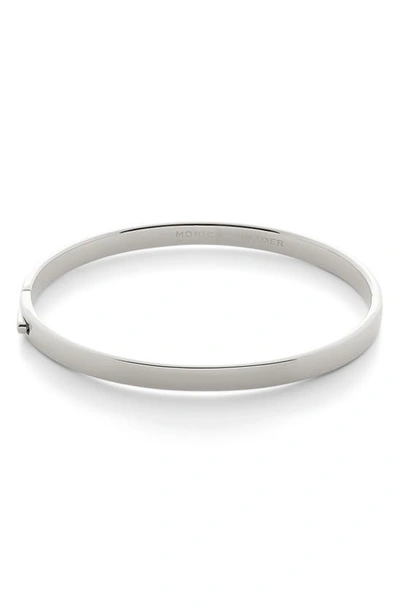 Shop Monica Vinader Essential Hinged Bangle Bracelet In Sterling Silver
