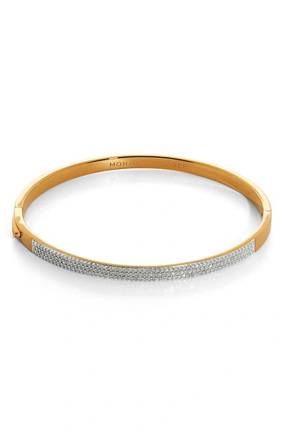 Shop Monica Vinader Essential Pavé Diamond Bangle In 18ct Gold Vermeil On Silver