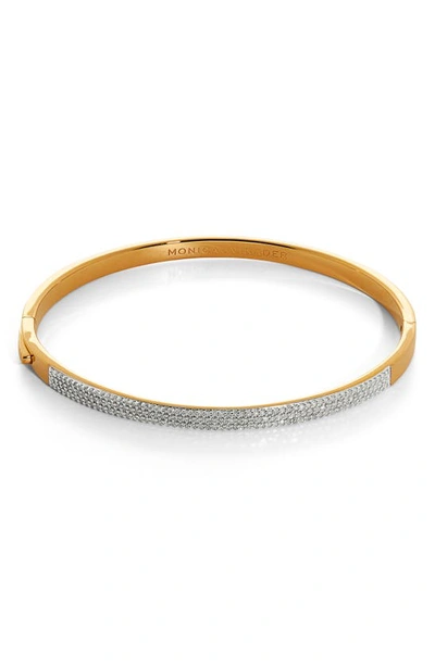 Monica Vinader Gold Essential Pavé Diamond Bangle Diamond In 18ct Gold Vermeil On Silver