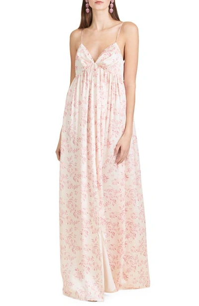 Shop Sachin & Babi Jessica Floral Gown In Rouge Rose Watercolor