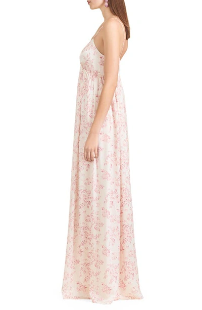 Shop Sachin & Babi Jessica Floral Gown In Rouge Rose Watercolor