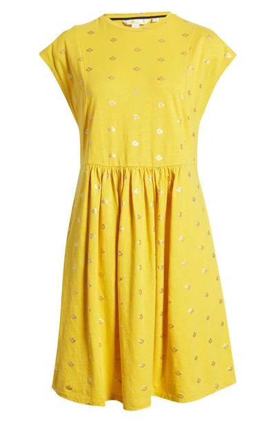 Shop Boden Cotton Jersey T-shirt Dress In Honeycomb And Gold Foil