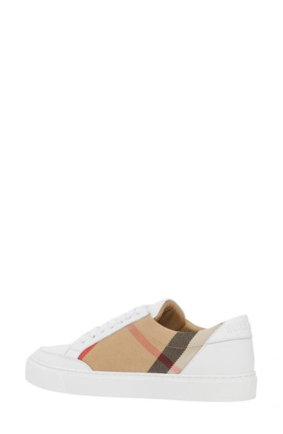 Shop Burberry Salmond Check Low Top Sneaker In Optic White